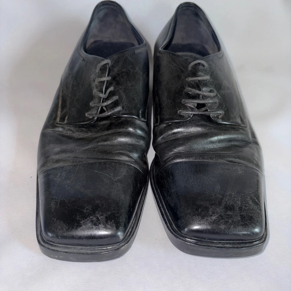 Salvatore Ferragamo Black Leather‎ Lace-Up Derby Shoes Size 8